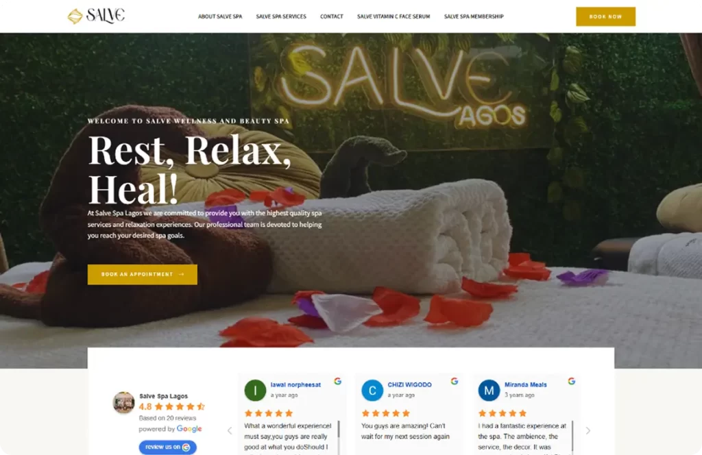 Joshua Ehimare Designed Salve Wellness and Beauty Website
